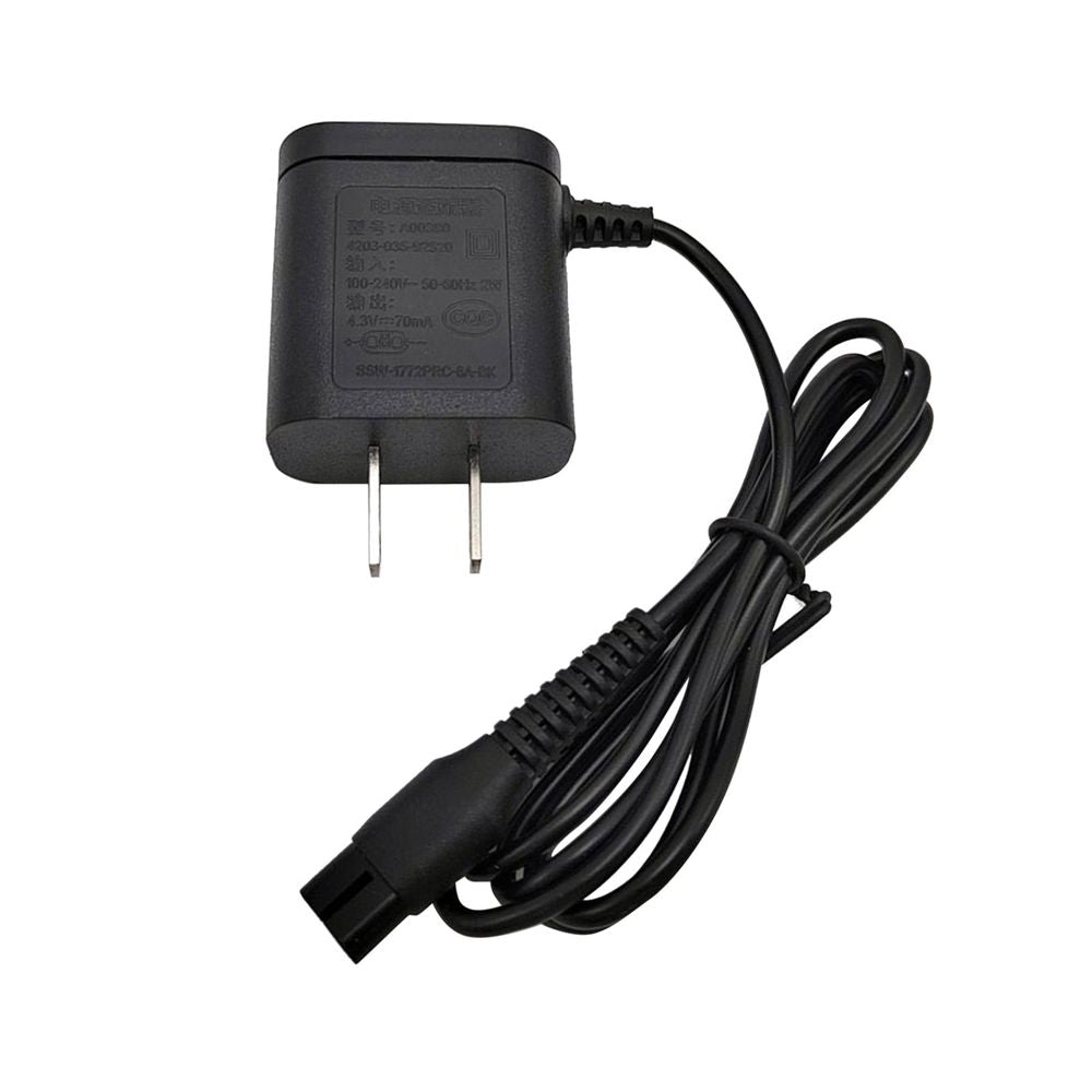 A00390 Shaver Charger Power Cord Adapter, 4.3V 70mA Replacement Power Supply Fit for RQ310 S300 S500 Series Electric Shavers & Trimmers, 100-240V Universal AC Charger