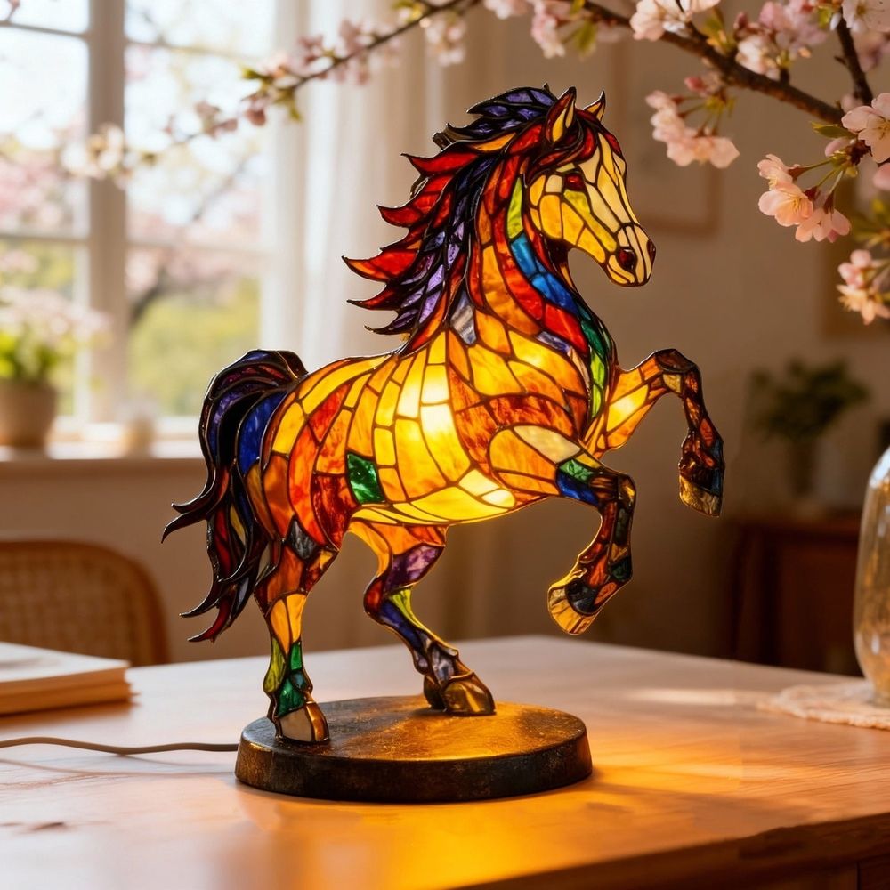 Handcrafted Sunflower Highland Cow Lamp, Stained Glass Highland Cow Night Lamp, 3D Animal Night Light for Home, Office, Bedroom, Living Room Desk Decor (Yellow)
