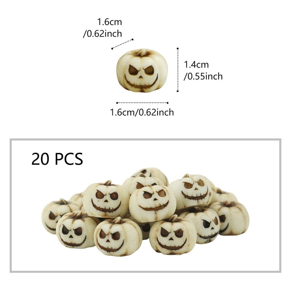 1 Pcs Halloween Mini Pumpkin Decorations, Halloween Fish Tank Decor, Spooky Smiling Face Mini Pumpkins, Jack-O'-Lantern Miniature Vase Fillers, White Resin Artificial Figurines