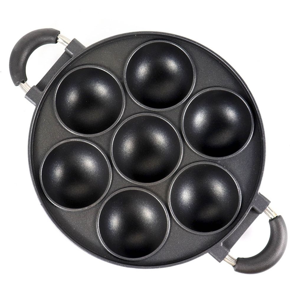 7-Cup Nonstick Baking Pan with Handle,Mini Muffin Tray,Round Metal Oven Bakeware,Black