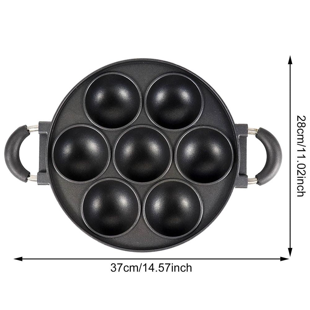 7-Cup Nonstick Baking Pan with Handle,Mini Muffin Tray,Round Metal Oven Bakeware,Black