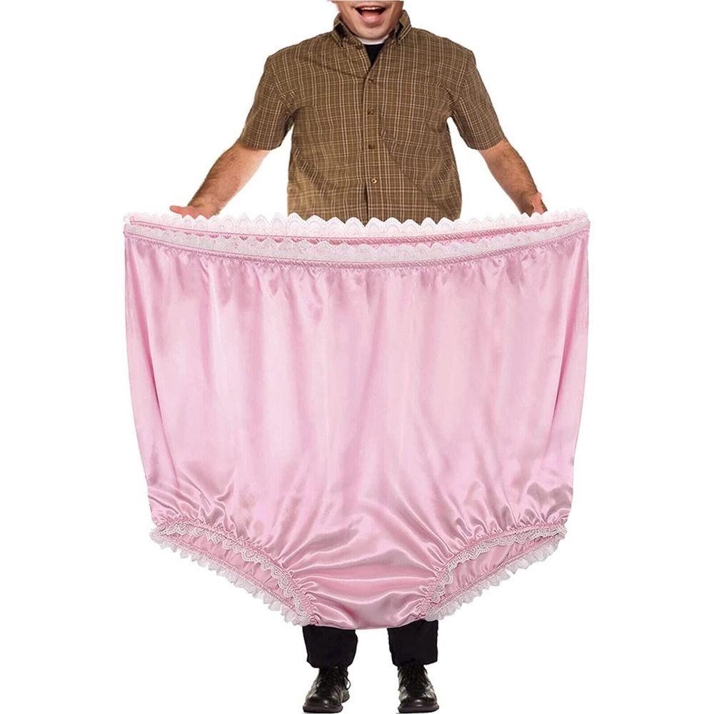 Novelty Humor Oversized Granny Underwear Gag Gift, Yard Wooden Floor Winter Photo Props for Holiday Party White pachyderm Exchange Decor