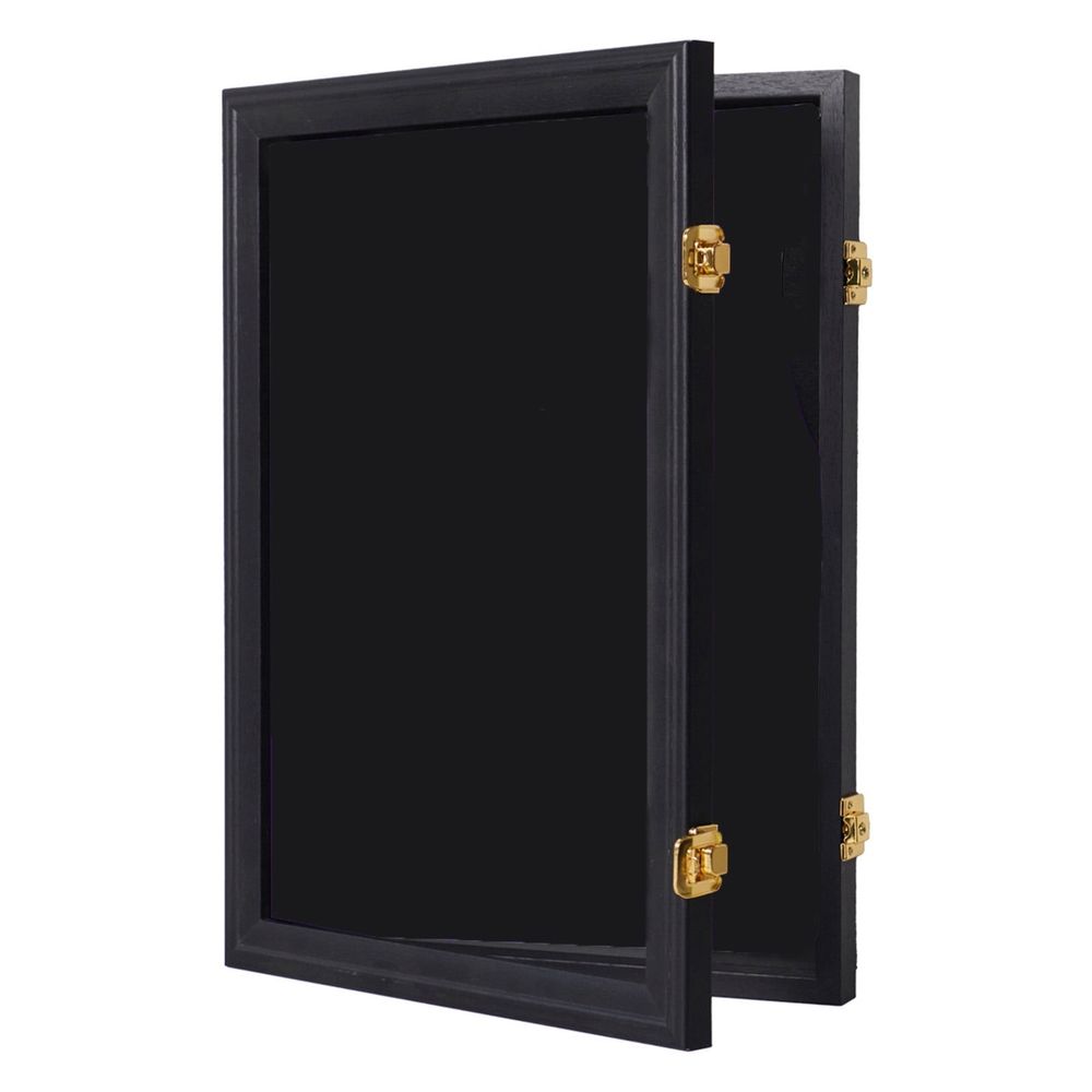 Lockable Jersey Display Case with Gold Clasp and Black Fabric Interior Wooden Sports Memorabilia Wall Mount Frame for Football Basketball Baseball and Jerseys