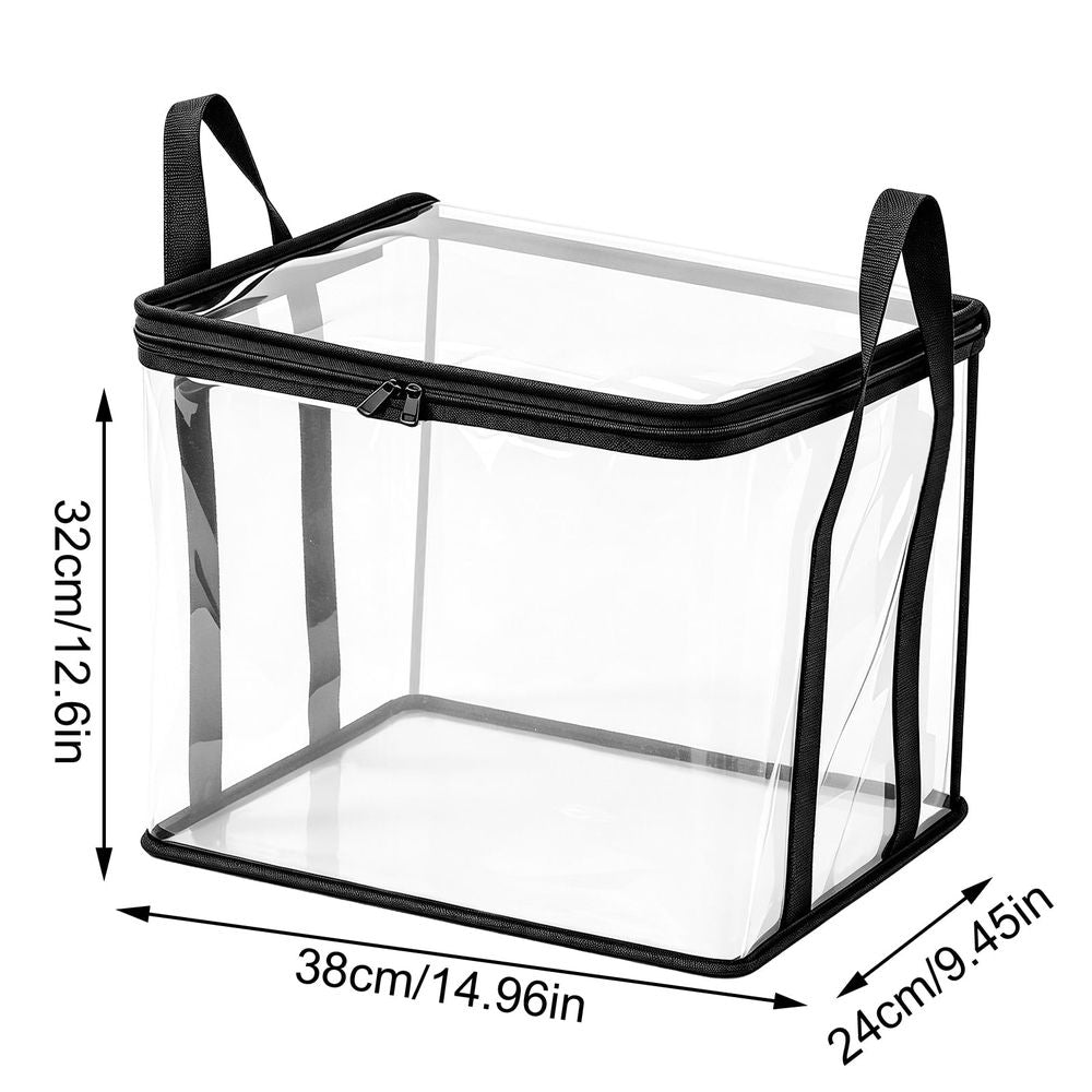 Large Clear Plastic Storage Bag with Zipper and Handle Heavy Duty Transparent Moving Tote for Clothes Bedding Dorm Closet Organization and Wardrobe Storage 15 Inch