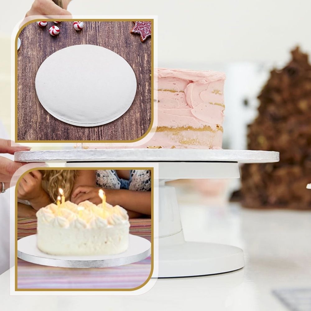 4pcs Silver Aluminum Foil Cake Mover Board for Decorating and Transfer