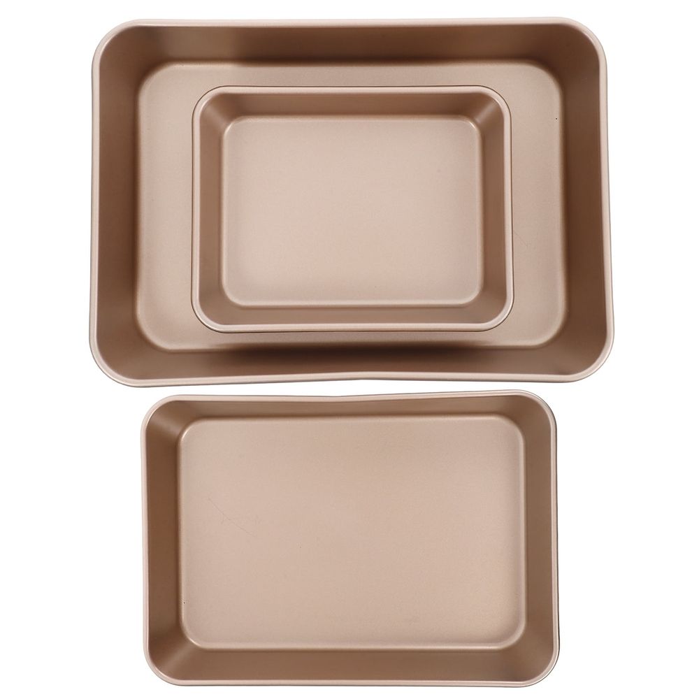Golden Carbon Steel Baking Pan Set, Nonstick, Versatile for Oven