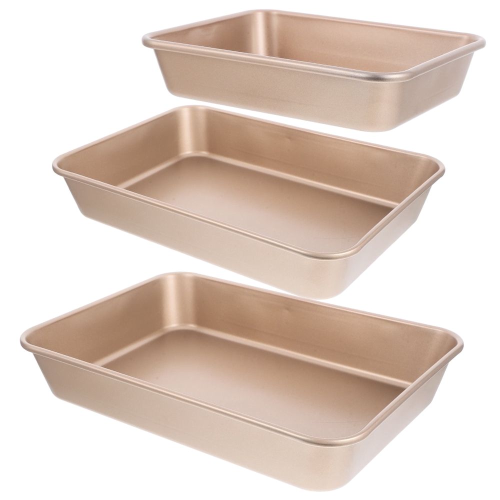 Golden Carbon Steel Baking Pan Set, Nonstick, Versatile for Oven