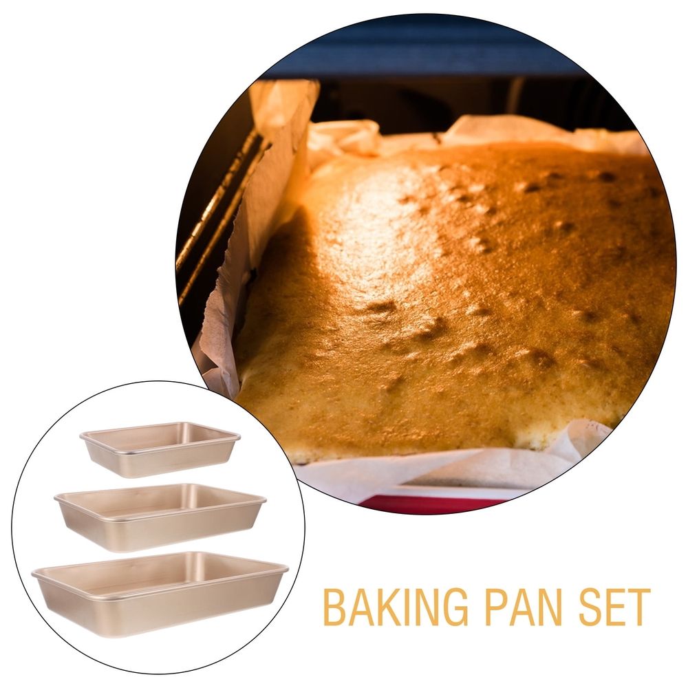 Golden Carbon Steel Baking Pan Set, Nonstick, Versatile for Oven