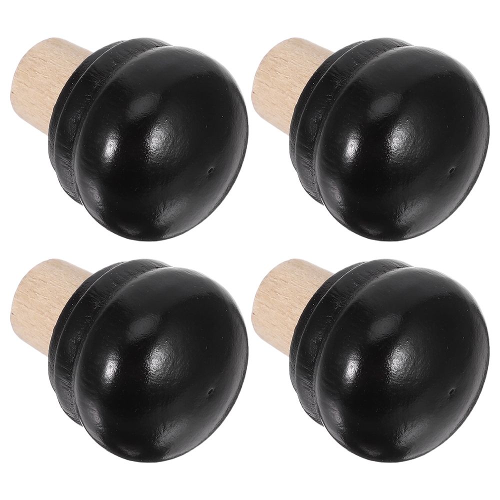 Black Wooden Wine Cork Sealer Leak-Proof Set for Home Use, 4 Pieces Wine Bottle Stoppers