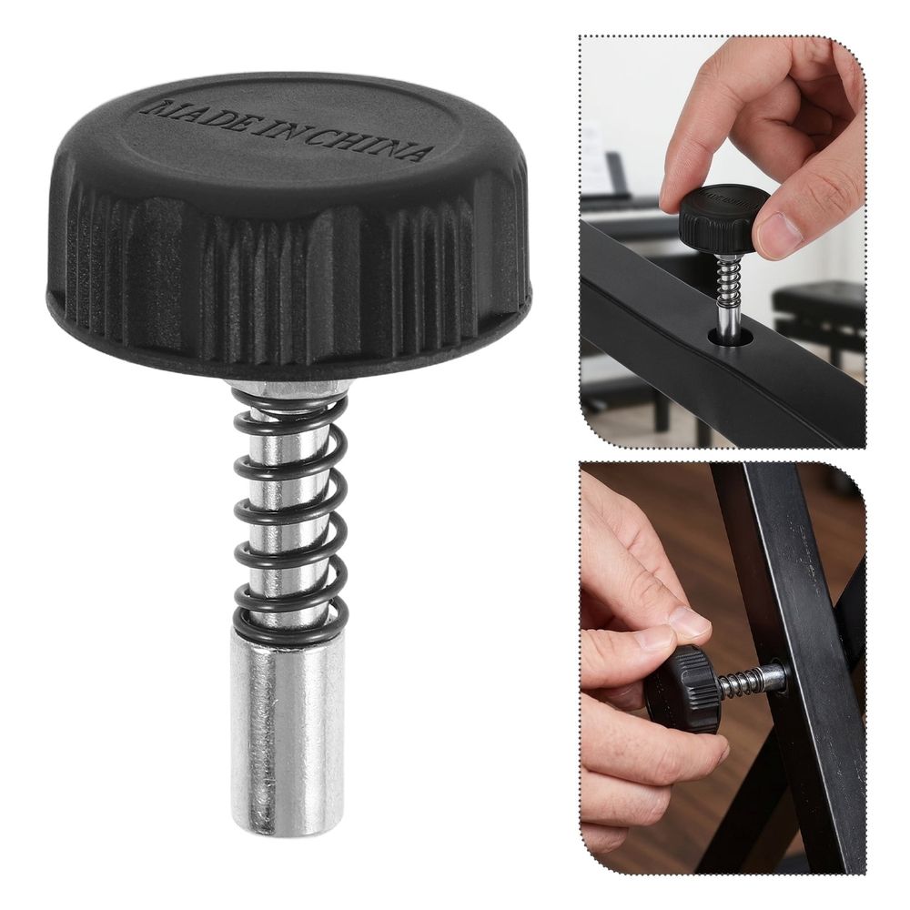 Adjustable Height Lock Pin Set for Electronic Keyboard Stand with Spring Loaded Mechanism, Black