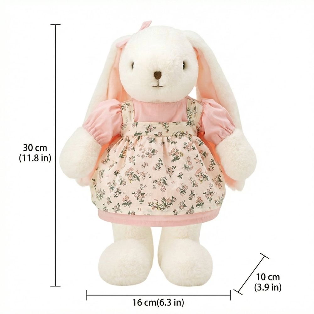 Rabbit Stuffed Animal Plush Toy, Adorable Long-Eared Bunny Doll with Unique Soft Texture, 11.8 Inch Hand-Sewn PP Cotton Cushion, Perfect for Birthdays and Home Occasions White