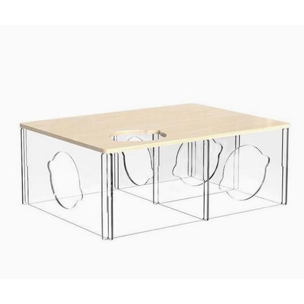 Acrylic 3 Chamber Hamster Hideaway with Transparent Design for Small Animal Exploration