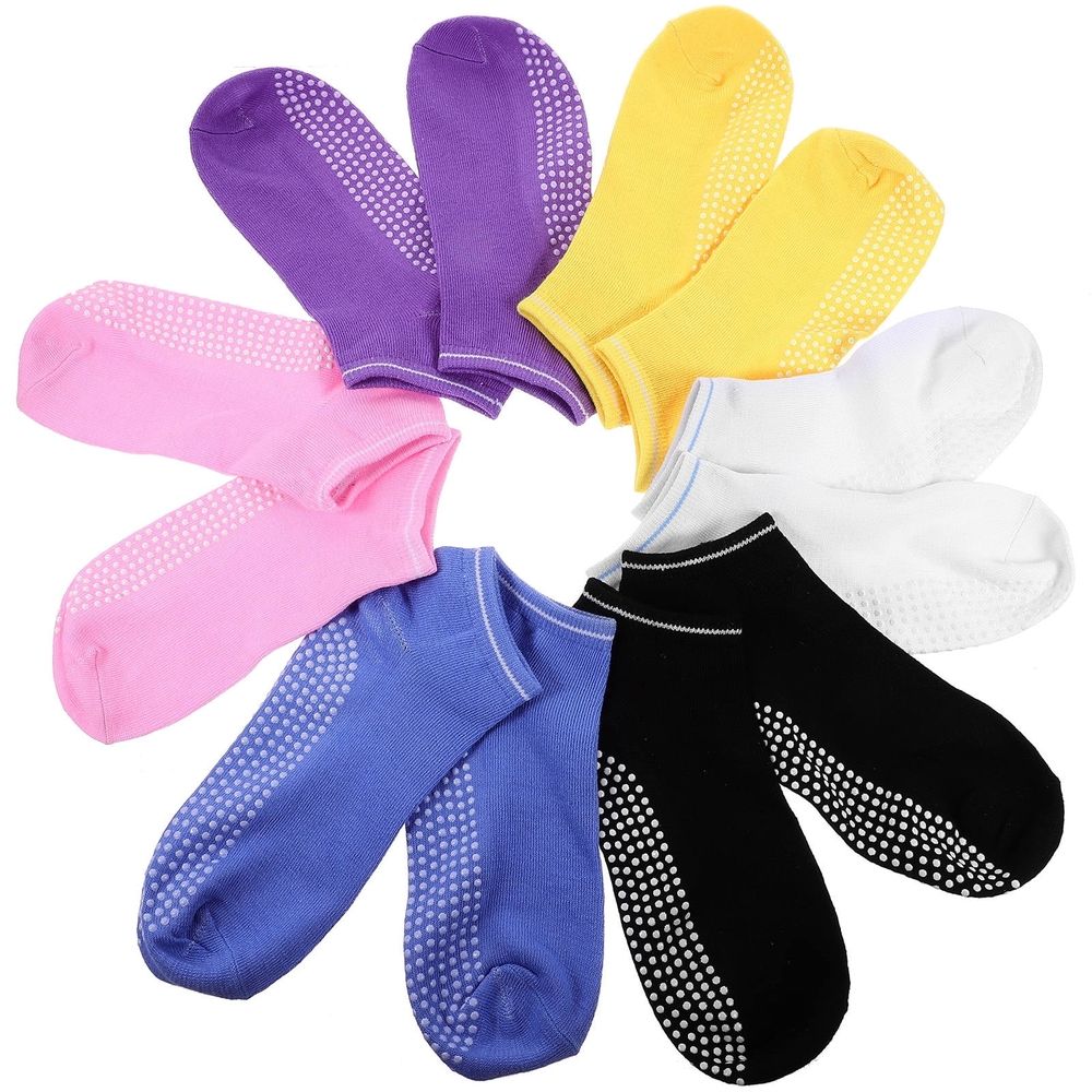 6Pairs Anti Slip Fashion Ankle Socks for Yoga Pilates and Trampoline Workouts
