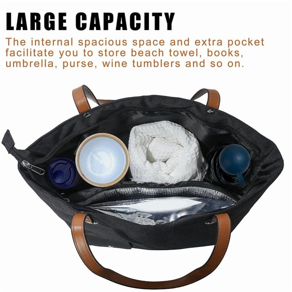 3X Wine Tote Bag, Beach Cooler for Travel Gift, Leakproof Insulated Purse Carrier with Hidden Spout Compartments