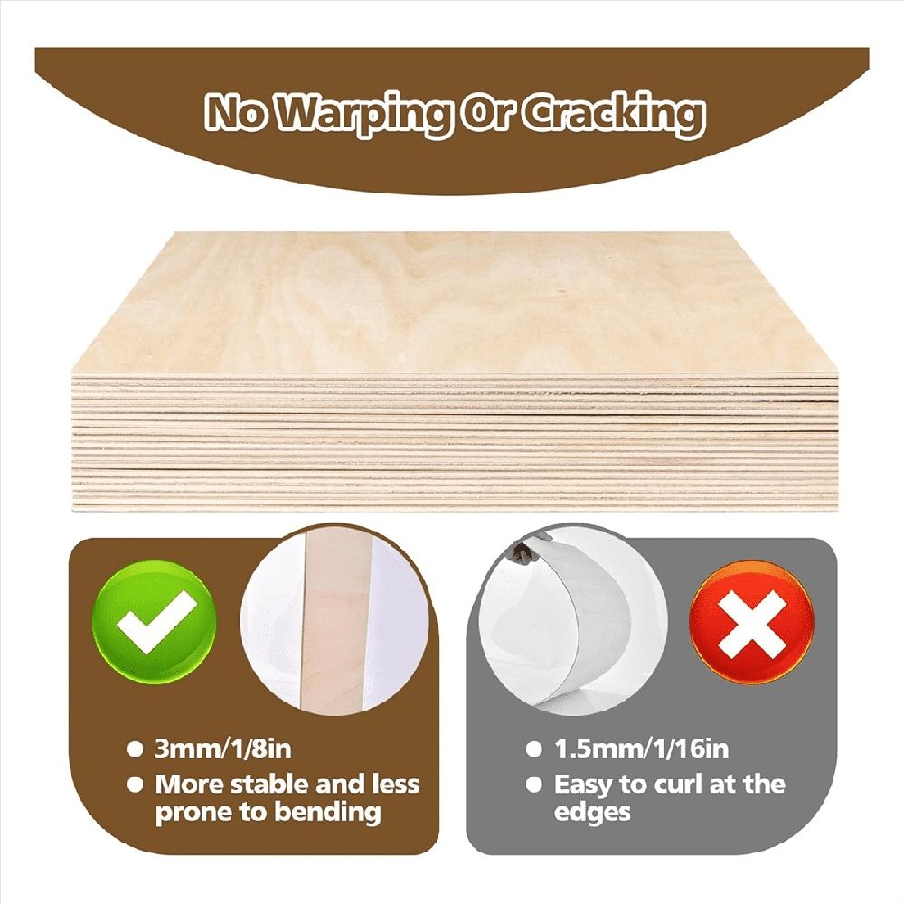 12 X 12 Inch - 3Mm Basswood Sheets Plywood Sheets, 8Pcs Square Unfinished Wood Board for DIY Crafts, Laser Cutting