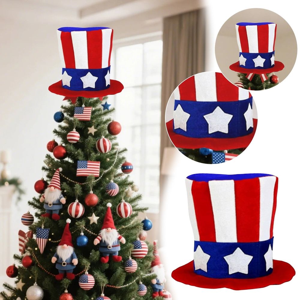 USA Flag Star Tree Topper Patriotic Red White Blue Christmas Decoration for Holiday Party Supplies,4th of July Decorations,Independence Day,Memorial Day