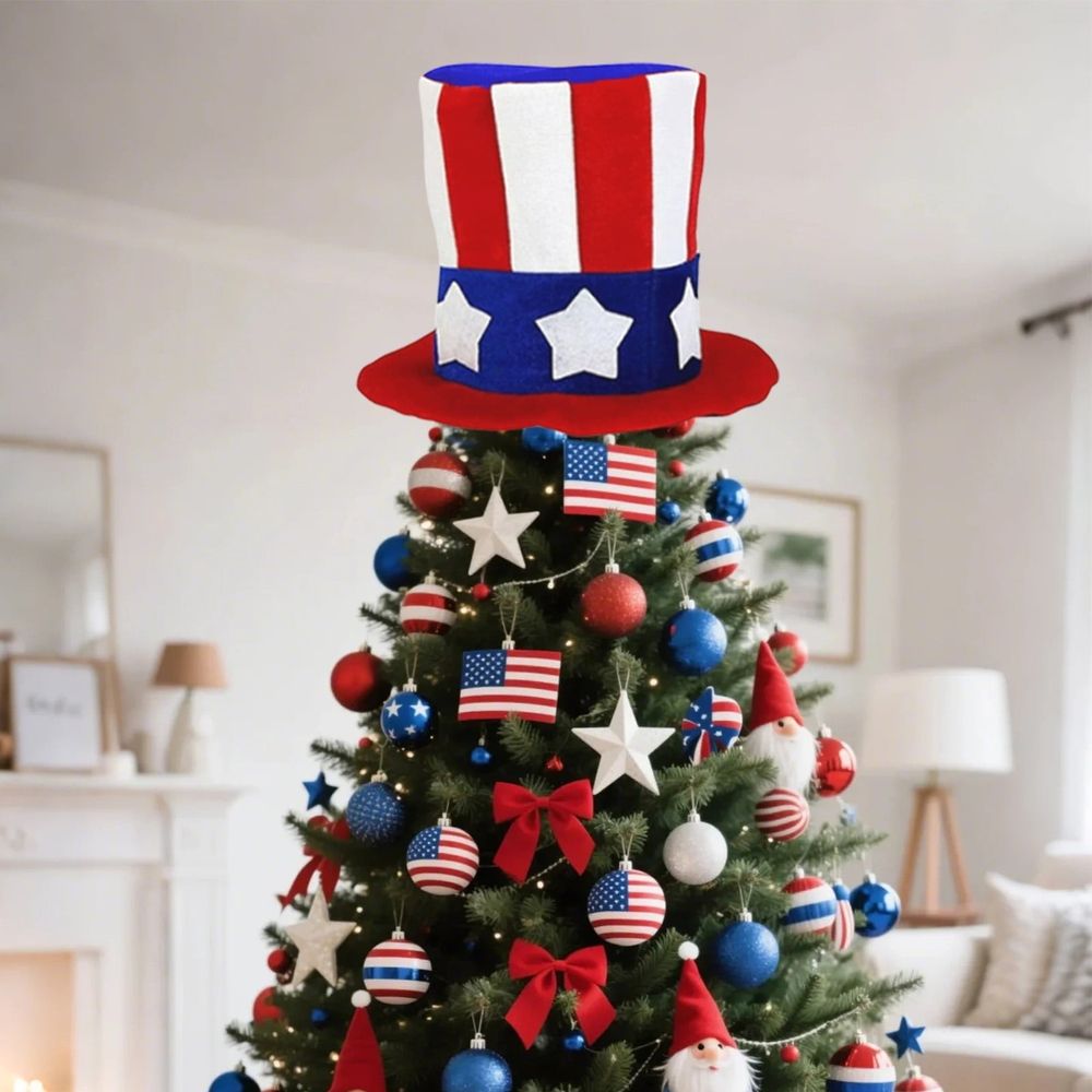 USA Flag Star Tree Topper Patriotic Red White Blue Christmas Decoration for Holiday Party Supplies,4th of July Decorations,Independence Day,Memorial Day