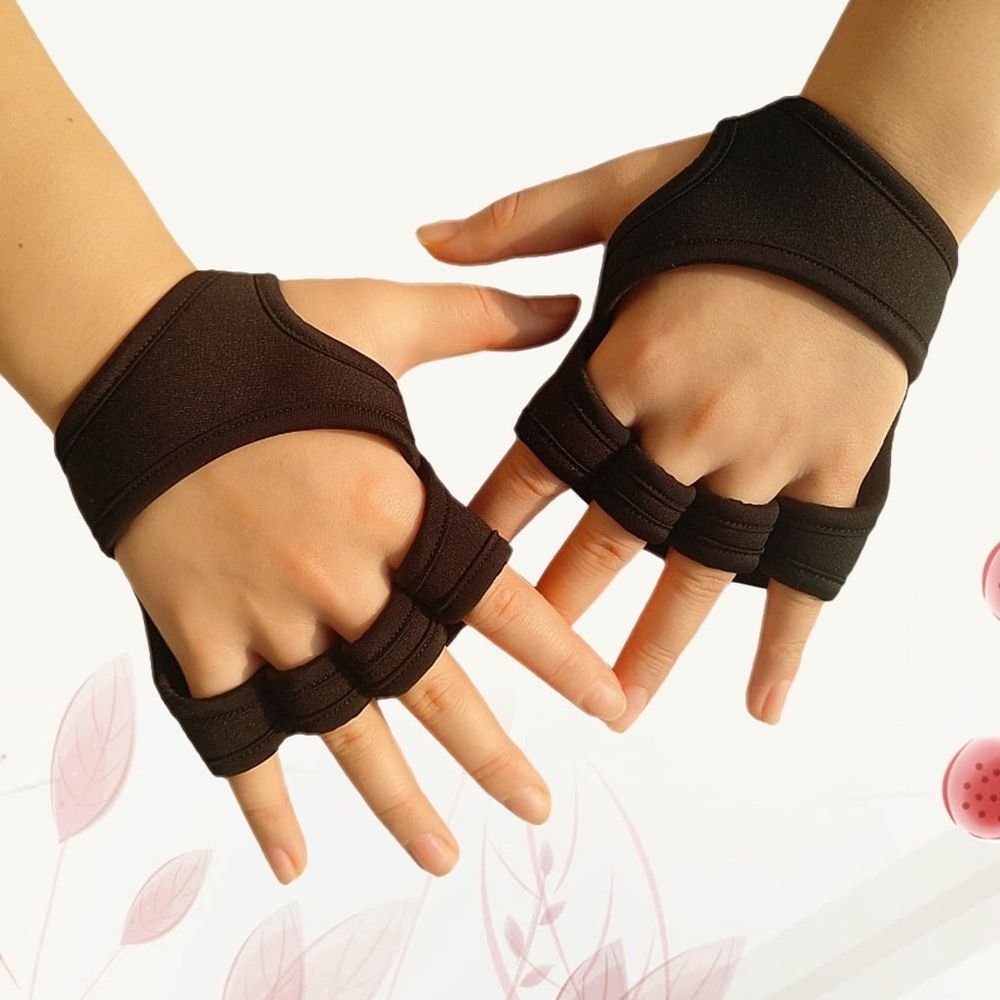 Mens Fingerless Gloves Gym Gloves Black Silicone Wrist Support 1 Pair