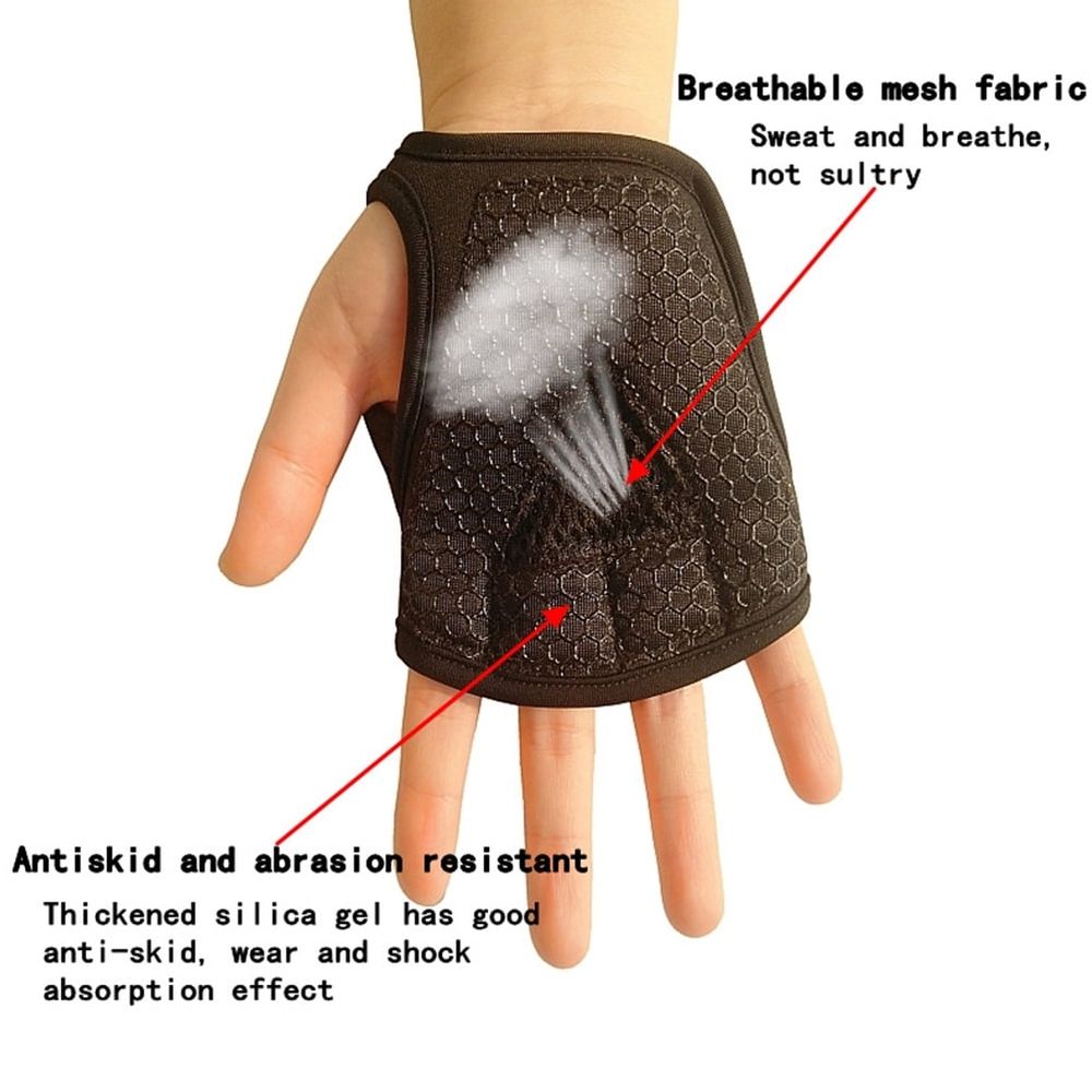 Mens Fingerless Gloves Gym Gloves Black Silicone Wrist Support 1 Pair