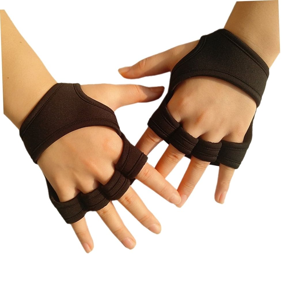 Mens Fingerless Gloves Gym Gloves Black Silicone Wrist Support 1 Pair