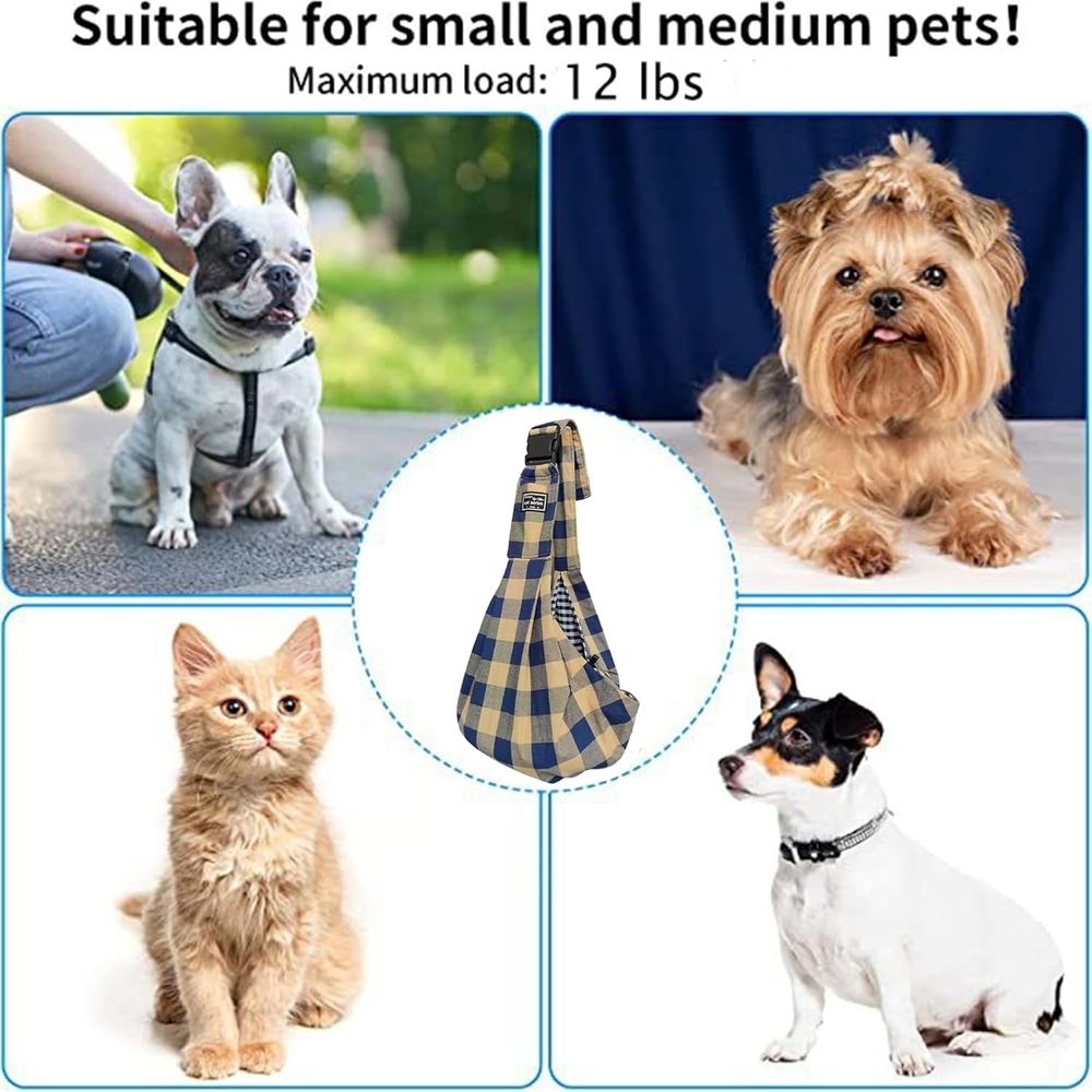 Pet Sling Carrier, Pet Carrier for Small and Medium Dog up to 15 Lbs, Wrap Carrier Sling Adjustable Strap Zip Pocket, Hands Free Pets Pack for Outdoor Travel Subway