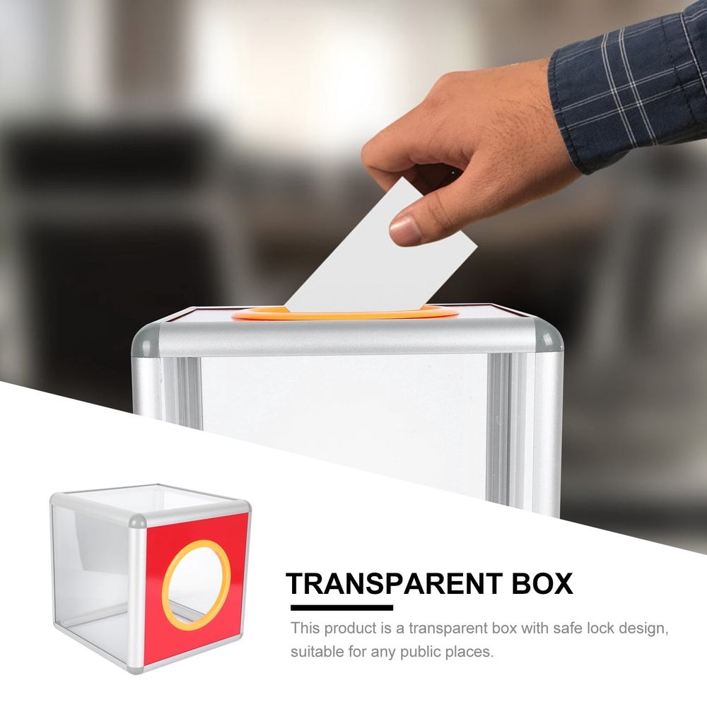 Clear Box with Lock for Fundraising and Votes Collection, Simple Design 1Pc