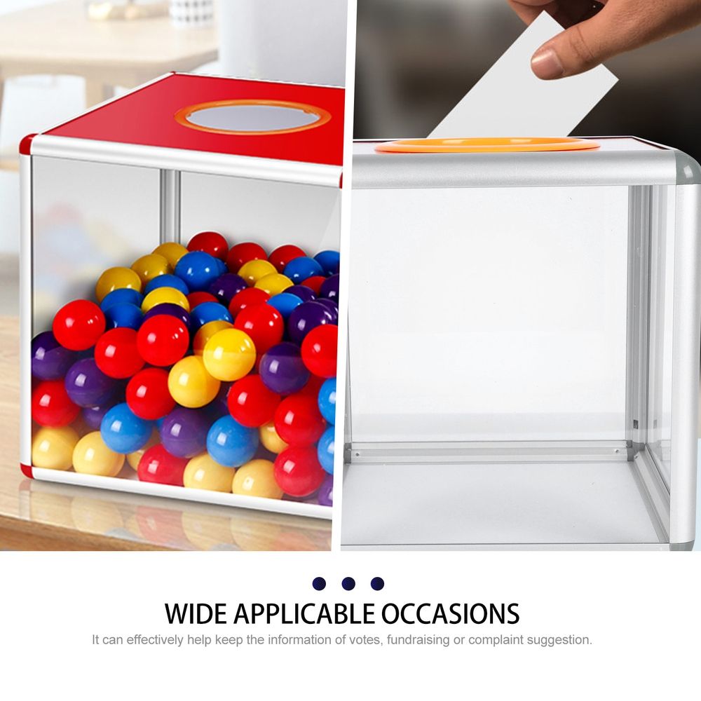 Clear Box with Lock for Fundraising and Votes Collection, Simple Design 1Pc