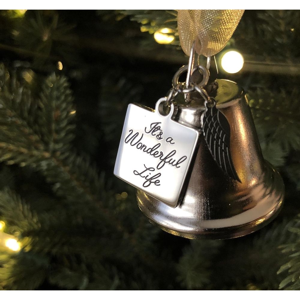 It's a Wonderful Life Inspired Christmas Angel Bell Ornament with Stainless Steel Angel Wing Charm Hanging Jingle Ornaments Xmas Tree Bell Decors Christmas Holiday Party