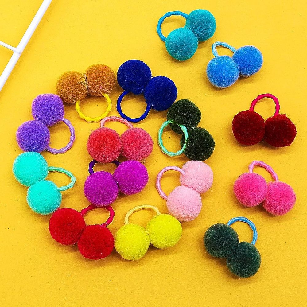 20PCS Small Dog Hair Bows, Bulk Dog Hair Round Puff Ball Bows with Rubber Bands, Mix Pet Puppy Dog Grooming Bows for Yorkie Dog Cat Girl Hair Accessories