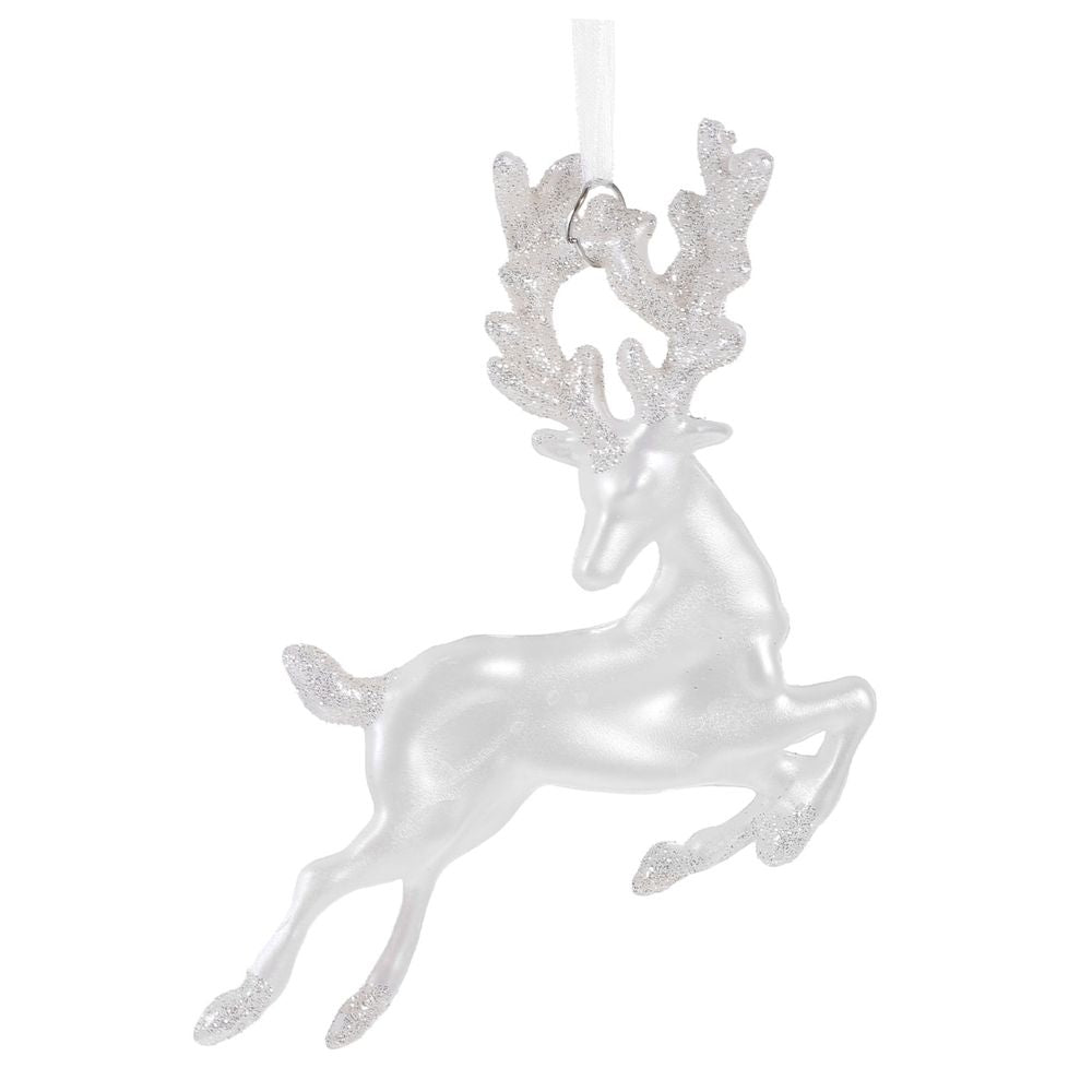 White Xmas Tree Hanging Elk Figurine Ornament for Holiday Festival Decoration