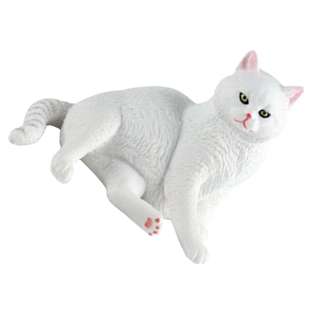 White Plastic Cat Garden Statue with Realistic Features for Outdoor Yard Decoration