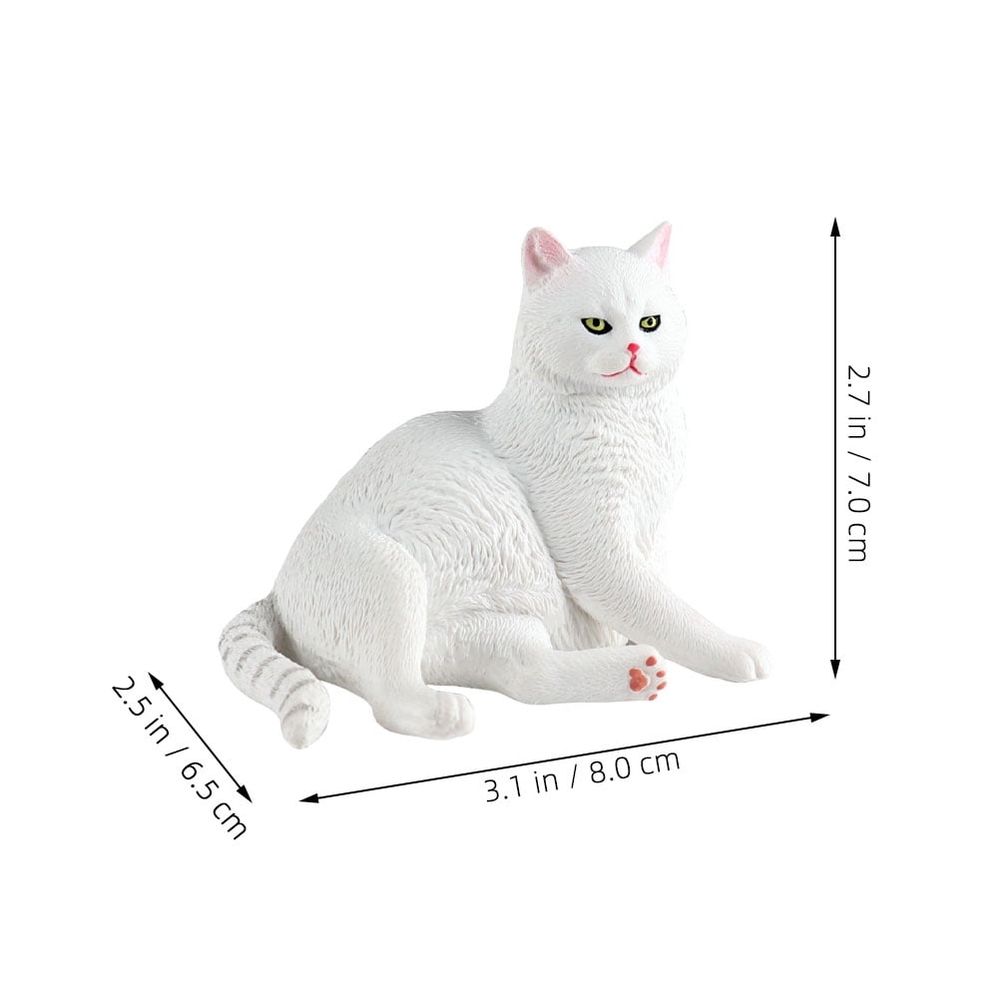 White Plastic Cat Garden Statue with Realistic Features for Outdoor Yard Decoration
