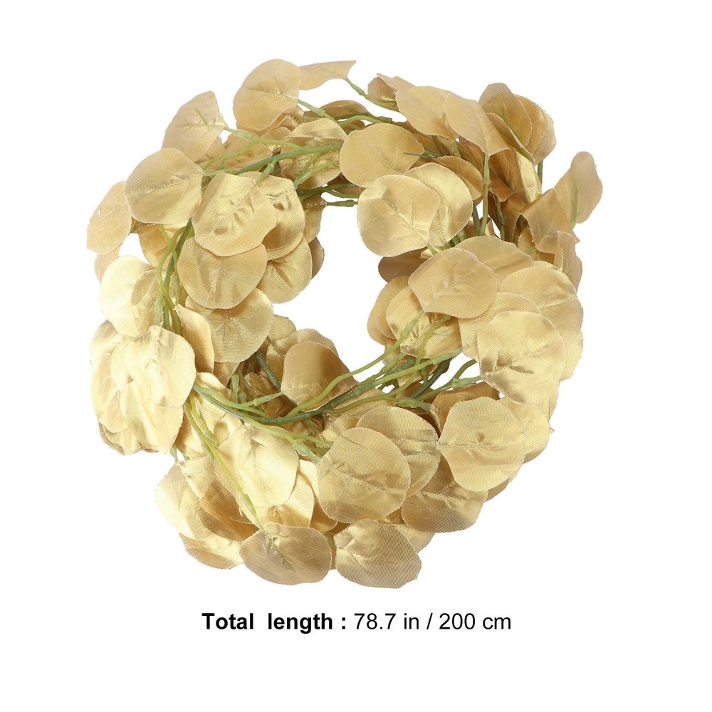 Elegant Golden Plastic Garland with Glitter Eucalyptus Leaves for Wedding Party Decorations, 1Pc