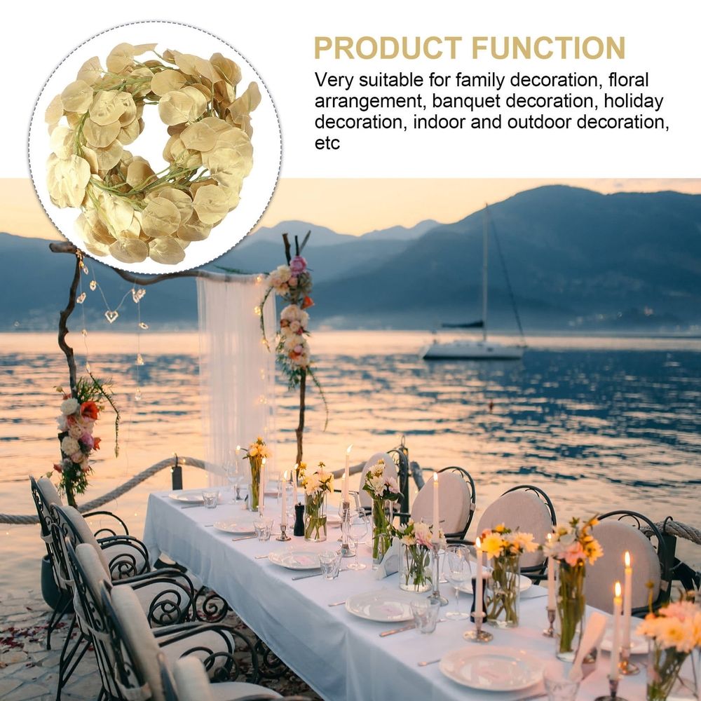 Elegant Golden Plastic Garland with Glitter Eucalyptus Leaves for Wedding Party Decorations, 1Pc