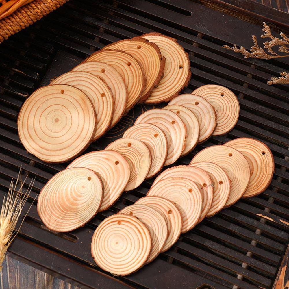 30pcs Wood Slices Natural Round Wood Slices Unfinished Wooden Slabs for Arts Painting DIY Crafts Wedding Decorations Christmas Ornaments