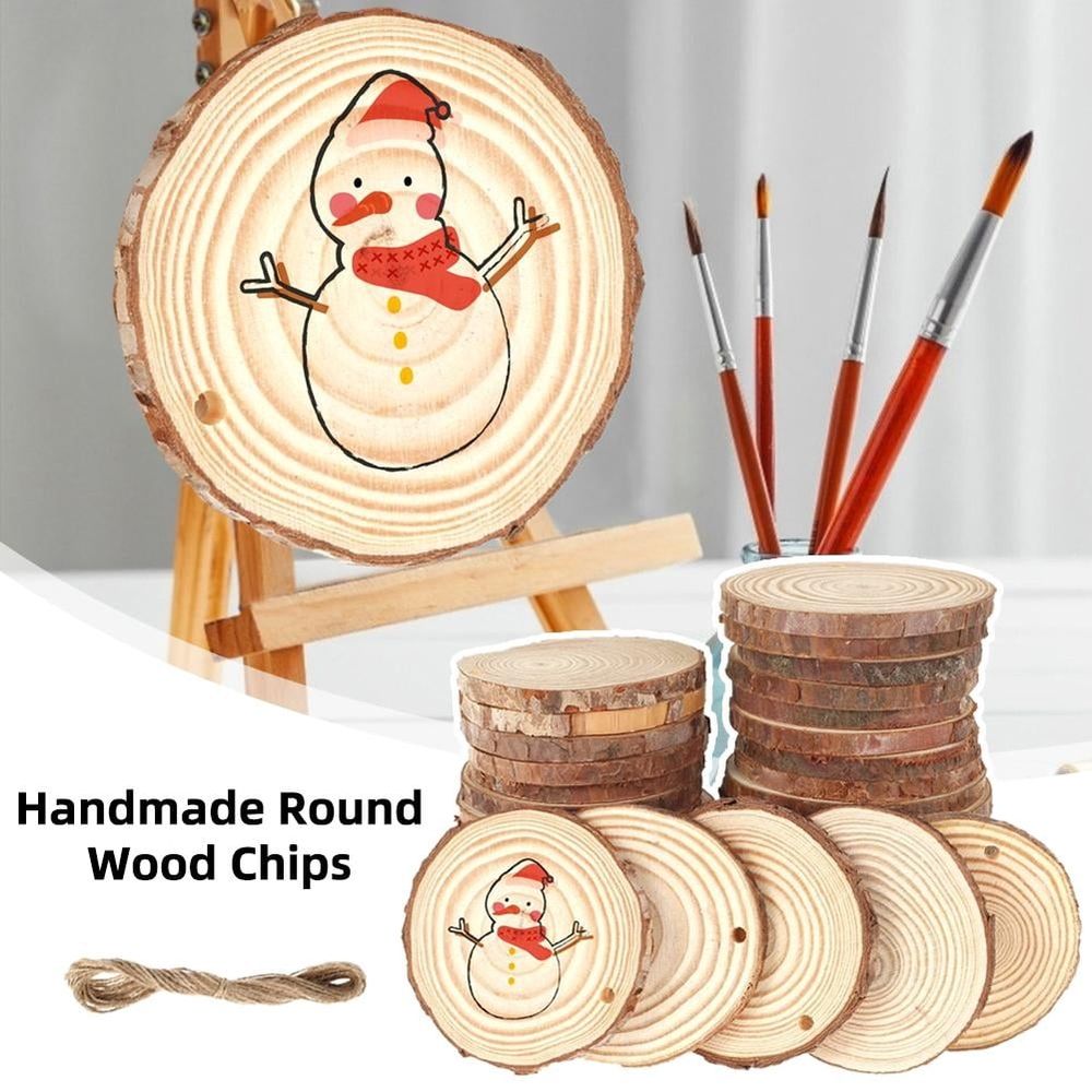 30pcs Wood Slices Natural Round Wood Slices Unfinished Wooden Slabs for Arts Painting DIY Crafts Wedding Decorations Christmas Ornaments