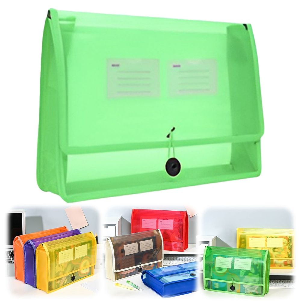 A4 Waterproof Pouch File Organizer, Orange, Plastic File Wallet Envelope Expanding File Folder Document Organizer with Snap Closure & Label Pocket for Home, Office