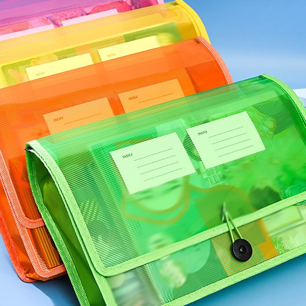 A4 Waterproof Pouch File Organizer, Orange, Plastic File Wallet Envelope Expanding File Folder Document Organizer with Snap Closure & Label Pocket for Home, Office