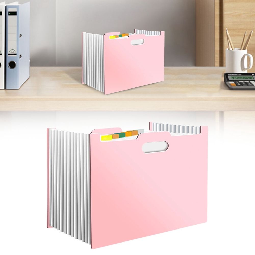 Expanding File Folder 4 Set, 13 Pockets Accordion Document Organizer for Home School, Accordion Folder, Document Organizer, Pink, Blue, Beige, Green