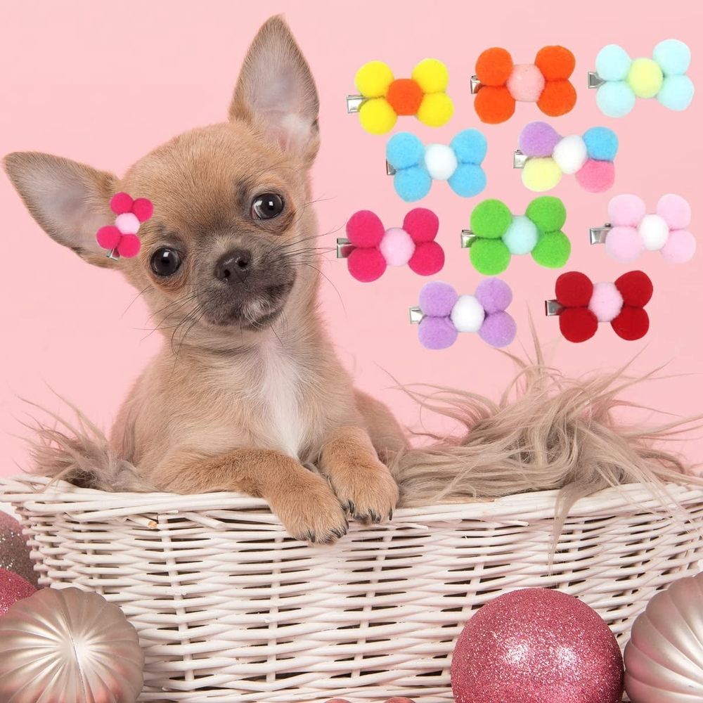 Dog Hair Clips,20Pcs Puppy Dog Small Bow Hair Barrettes Yorkie Dog Hair Clips Flower Dog Hair Clips for Valentine's Day St Patrick's Day Easter Pet Hair Clips Accessories (Random Color)