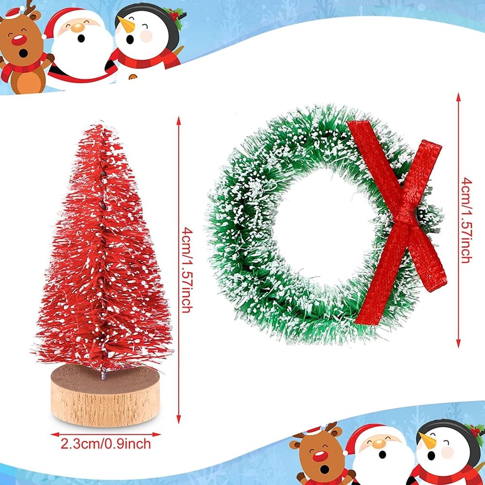 36PCS Bottle Brush Trees Mini Trees for Crafts Mini Sisal Trees Miniature Wreaths Frosted Christmas Tree Modern Christmas Decor Winter Ornaments Crafts