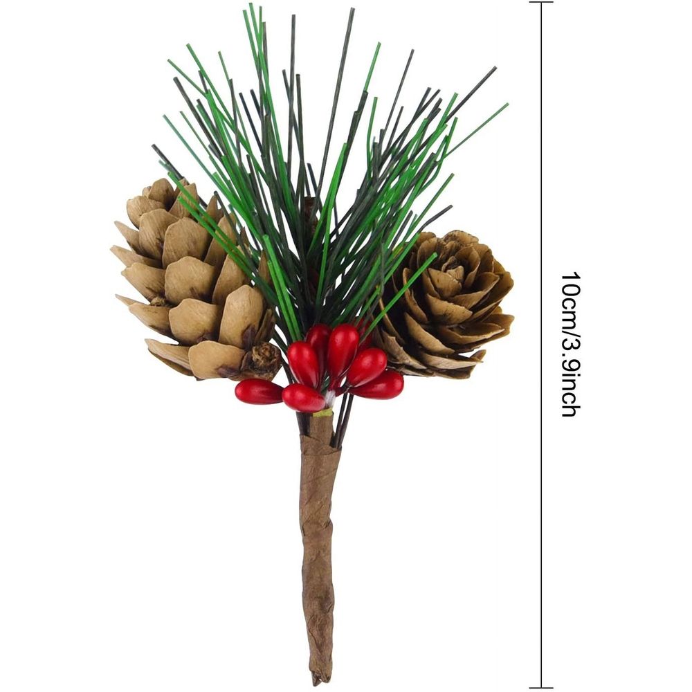 10PCS Christmas Picks and Sprays Artificial Berries Pine Cones Set,Evergreen Pine Branch Holly Stem for Decoration,Winter Floral Picks,Xmas Wreath Decorating Supplies
