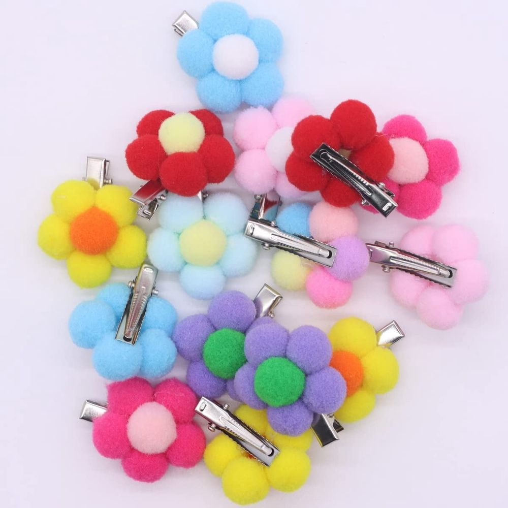 20PCS Small Dog Hair Clips Cute Dog Hair Bows Ball Flower Girls Puppies Hair Barrettes Alligator Hair Clips Cat Puppy Party Birthday Grooming Hair Accessories (Random Color)