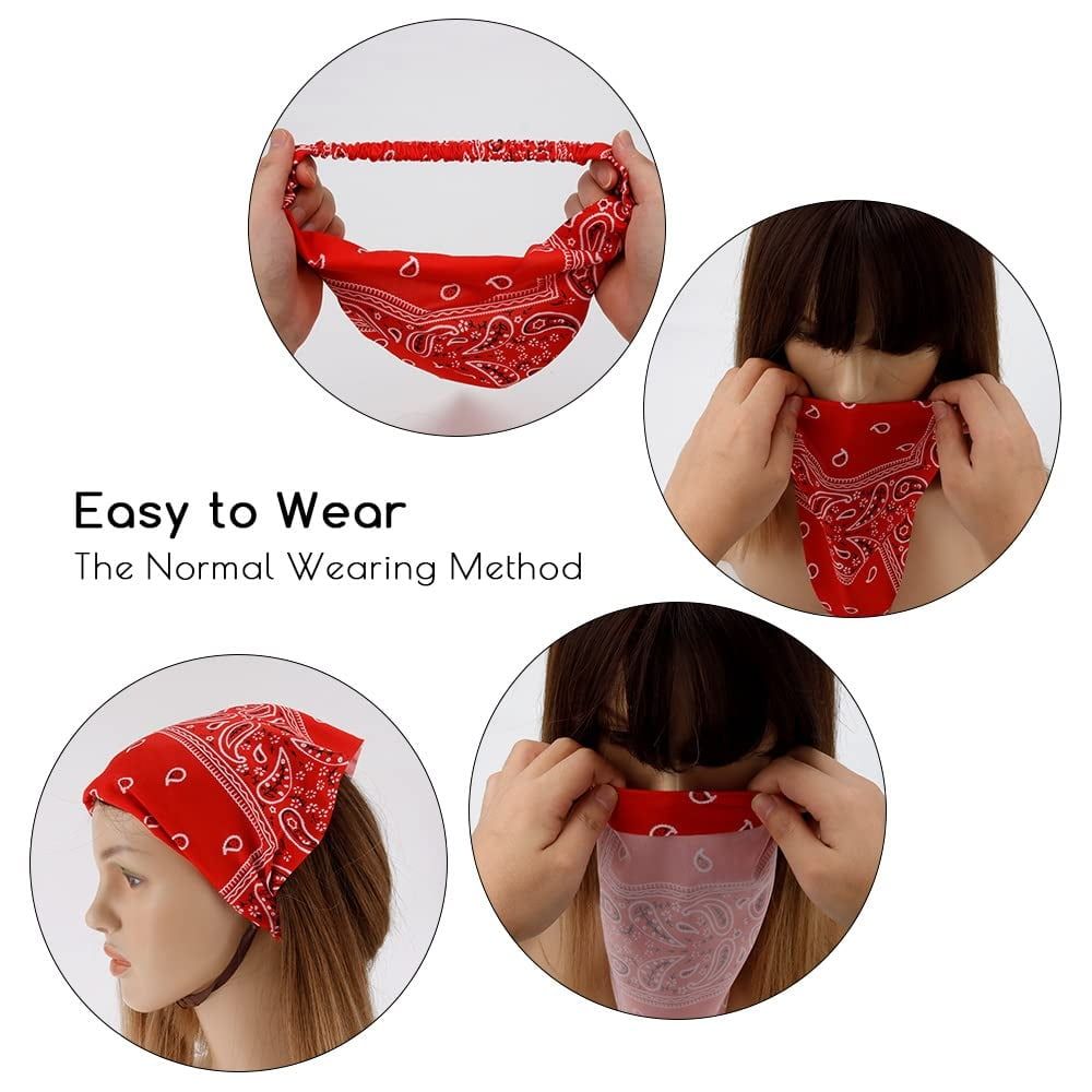 5PCS Floral Elastic Hair Bandanas Scarf Headband Chiffon Head Kerchief Turban for Women