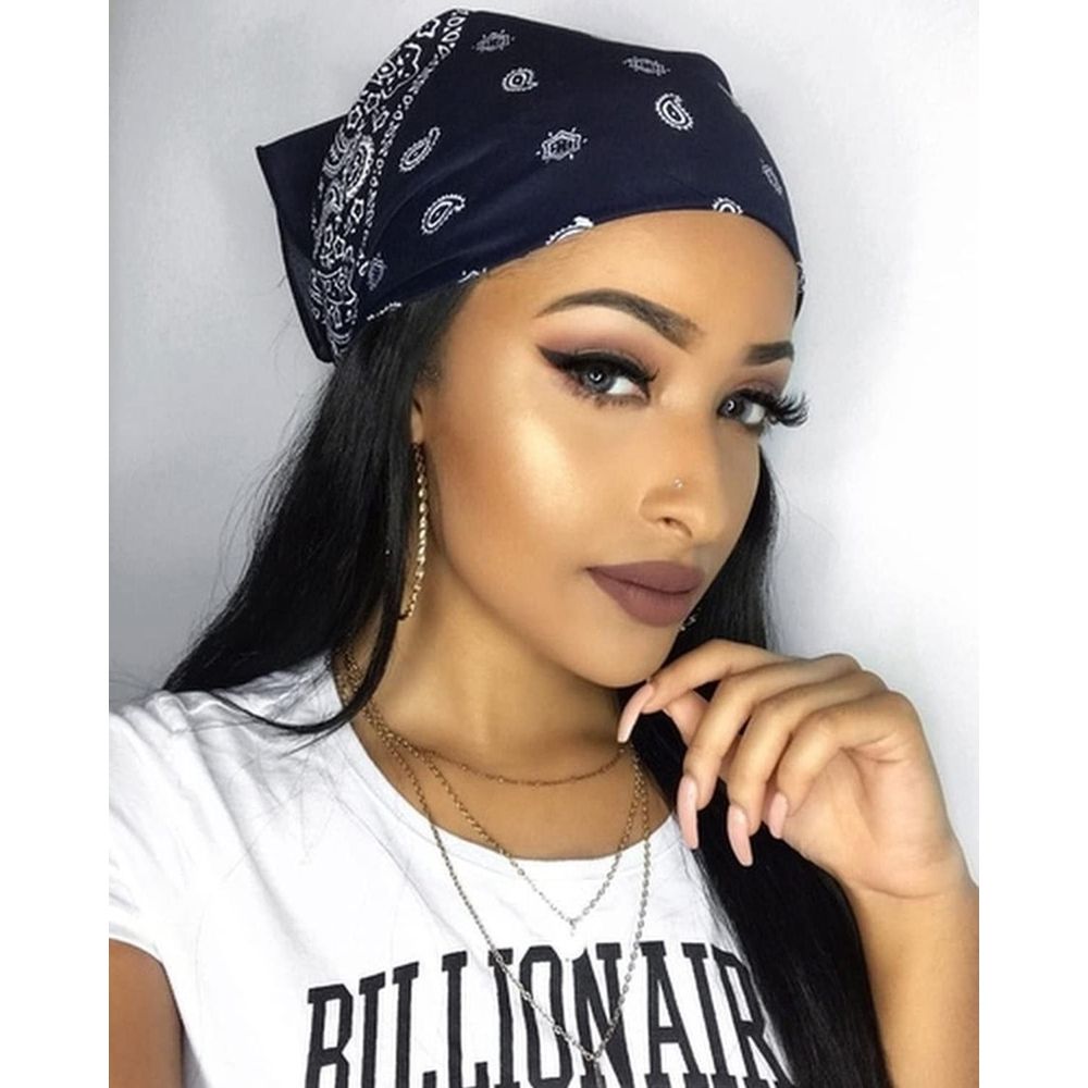5PCS Floral Elastic Hair Bandanas Scarf Headband Chiffon Head Kerchief Turban for Women