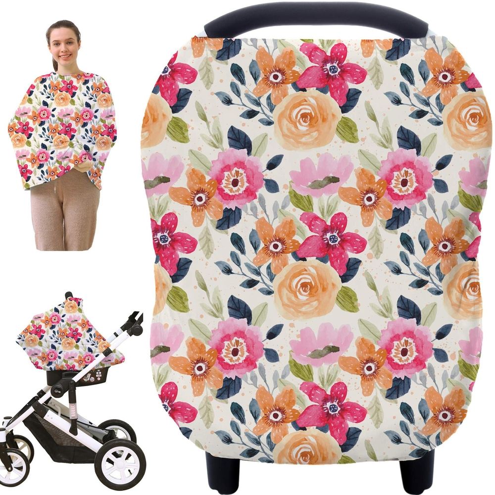 Carseat Cover Boy and Girls - Multi-use Nursing Car Seat Canopy Cover for Breastfeeding, Infant Stroller Cover, High Chair Cover