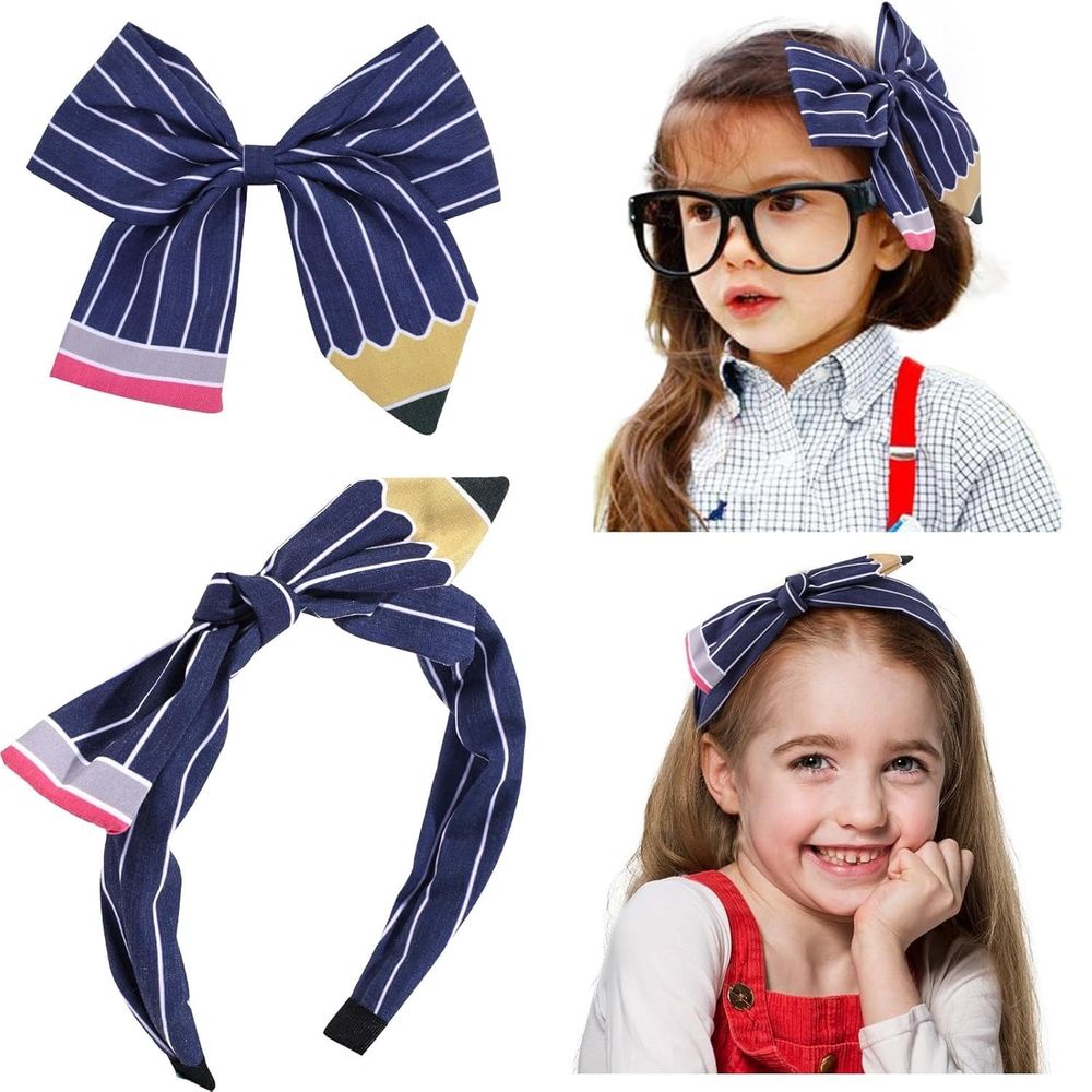 Back to School Bows Hair Clips, Teacher Headband for Women and Pencil Bows for Teacher Appreciation Gifts,Back to School Hair Accessories for Girls Student First Day of School