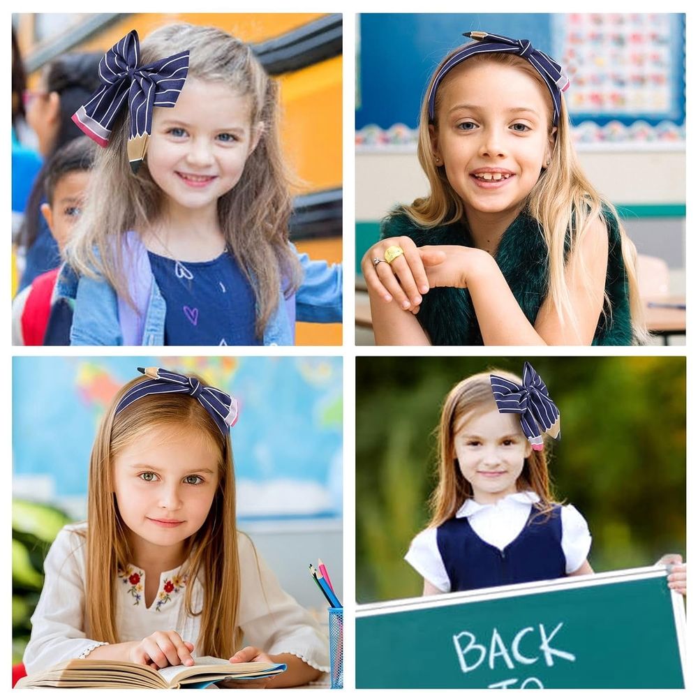 Back to School Bows Hair Clips, Teacher Headband for Women and Pencil Bows for Teacher Appreciation Gifts,Back to School Hair Accessories for Girls Student First Day of School