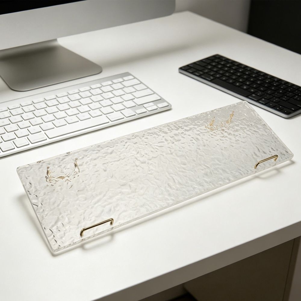 Clear Acrylic Computer Keyboard Stand for Desk with Elevated Airflow Ventilation and Modern Style