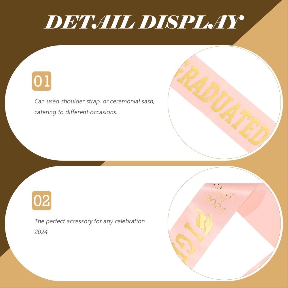 Pink Satin Graduation Sash One Size Fits All Ceremony Accessory